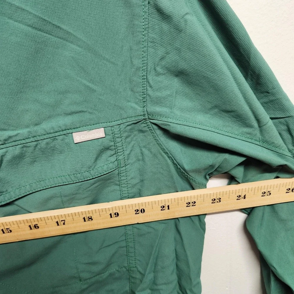 Columbia Shirt Mens ‎ Green Long Sleeve Nylon Outdoor Vented Hiking Pockets